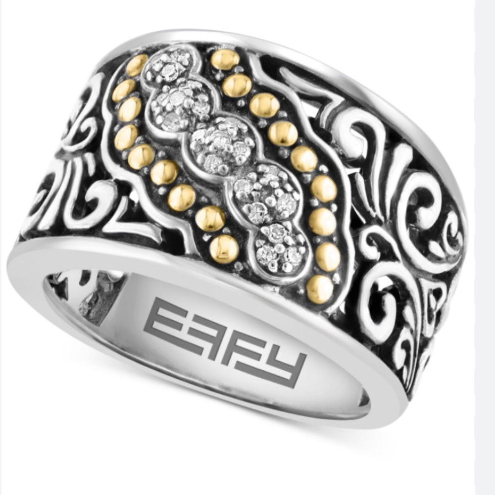 Balissima By Effy®  Diamond Ring in S Silver and 18k Yellow Gold